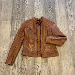 Bernardo Kirwin Leather Jacket, Cognac Size XS